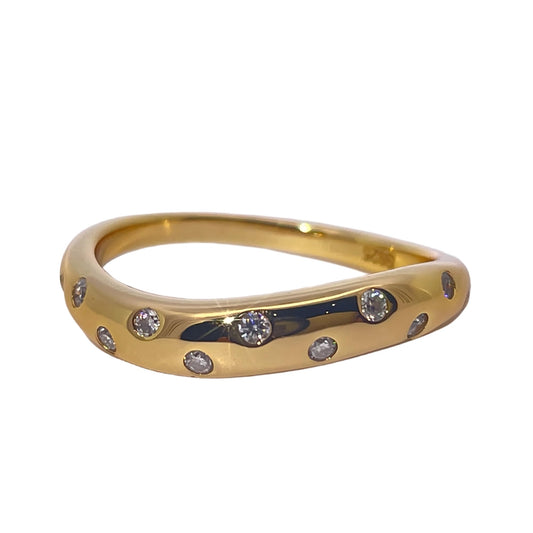 Warm Fortune Cubic Zirconia Band Style Ring for Women, 925 Sterling Silver with 18K Gold Plated Anniversary Ring, Gift for Her Promise Ring