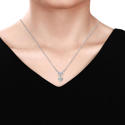 Warm Fortune Moissanite Pendant Necklace for Women, 0.5/1.0 ct DE VVS, 18K White Gold Plated Sterling Silver, 16 inch + 2inch Chain