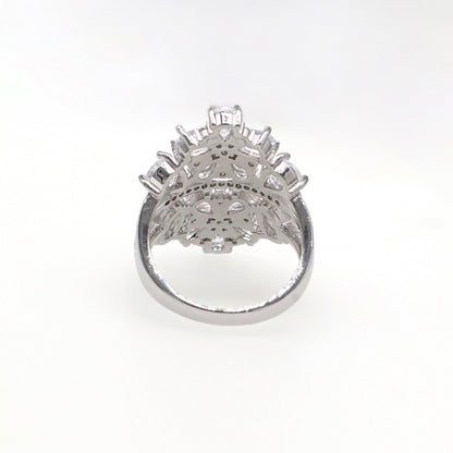 Warm Fortune Marquise Cut Cluster Promise Ring for Her - 18K Gold Plated Cubic Zirconia, Stackable Gift Valentine's Day, Fashion & Daily Elegant Wear, Size 7-8