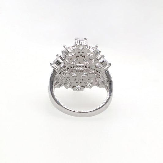 Warm Fortune Marquise Cut Cluster Promise Ring for Her - 18K Gold Plated Cubic Zirconia, Stackable Gift Valentine's Day, Fashion & Daily Elegant Wear, Size 7-8