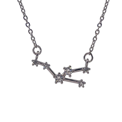 Warm Fortune Zodiac Pendant Necklace for Women,Cubic Zirconia,18K Gold Plated Sterling Silver, 18 inch + 2inch Chain