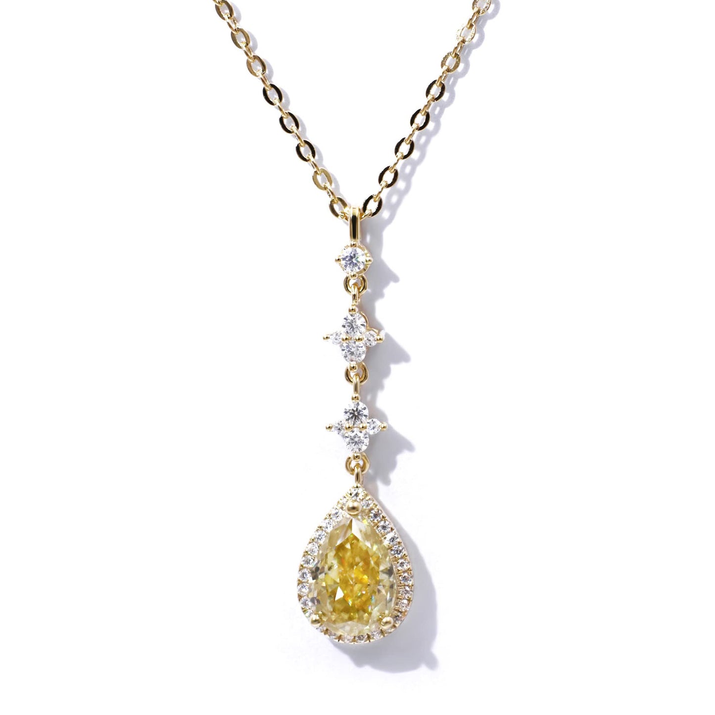 Warm Fortune Moissanite Pendant Necklace for Women, 0.5/1.0 ct DE VVS, 18K White Gold Plated Sterling Silver, 16 inch + 2inch Chain