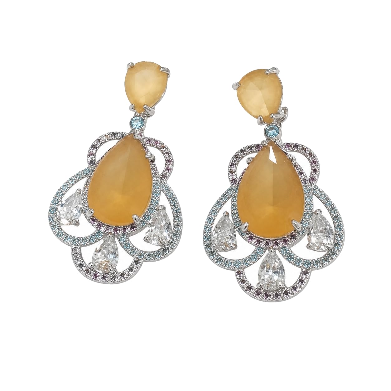 Warm Fortune 18K Gold Plated Teardrop Cubic Zirconia Drop Earrings for Women Hypoallergenic - Valentine's Day, Mother's Day, Birthday Gift for Her
