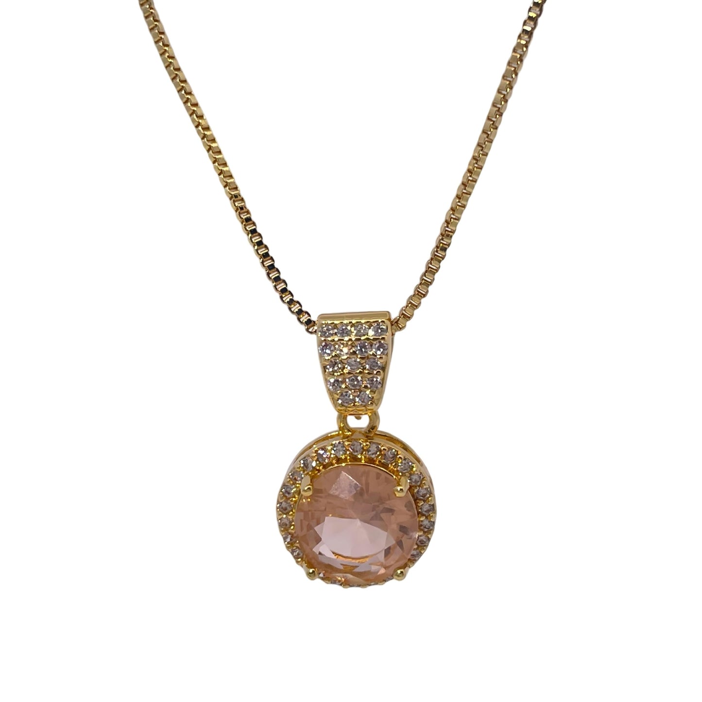 Warm Fortune Cubic Zirconia Pendant Necklace for Women,18K Gold Plated,18 inch + 2inch Chain
