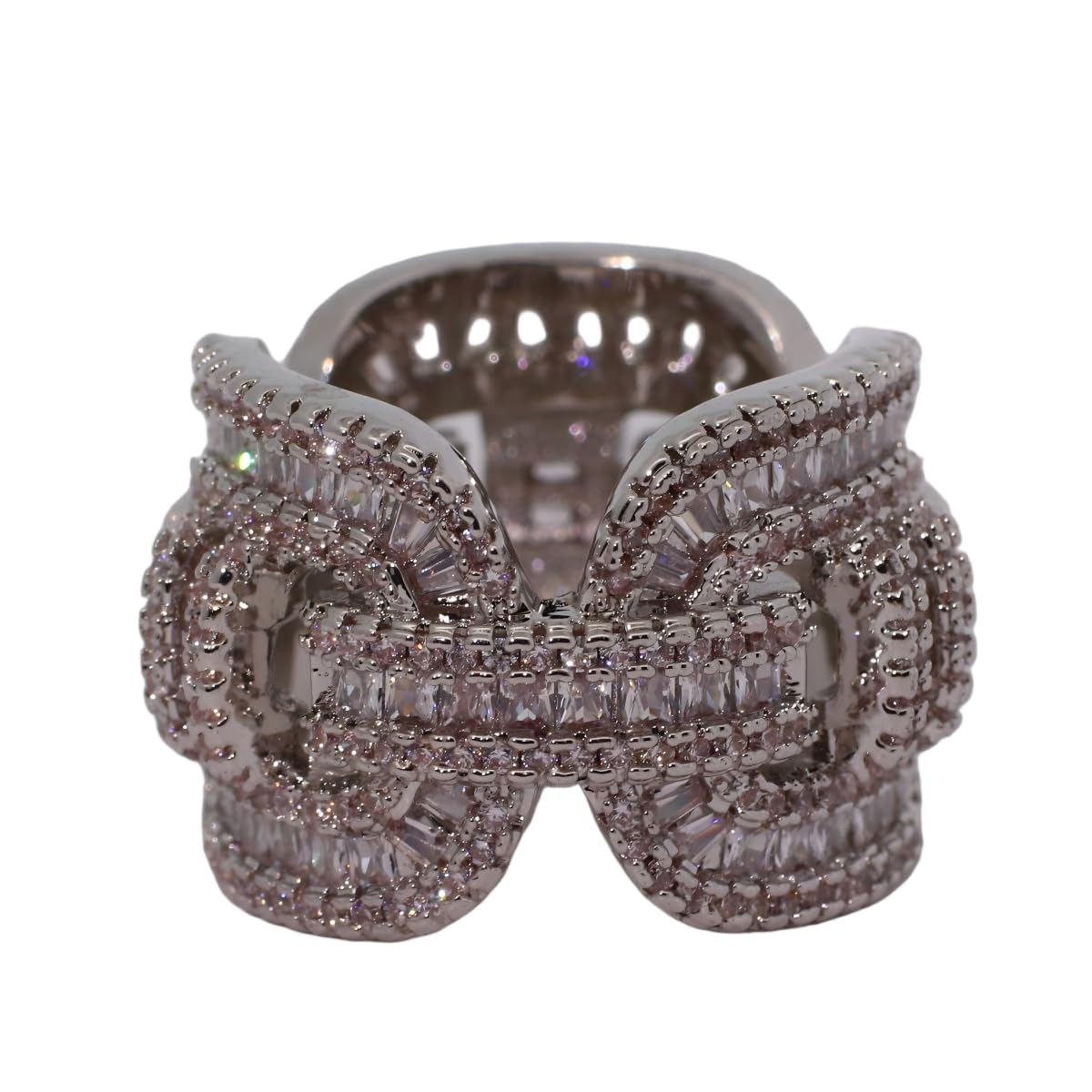 Warm Fortune Gold Plated Cubic Zirconia Band Ring, Hip Hop Street Style For Man or Women Fashion Jewelry