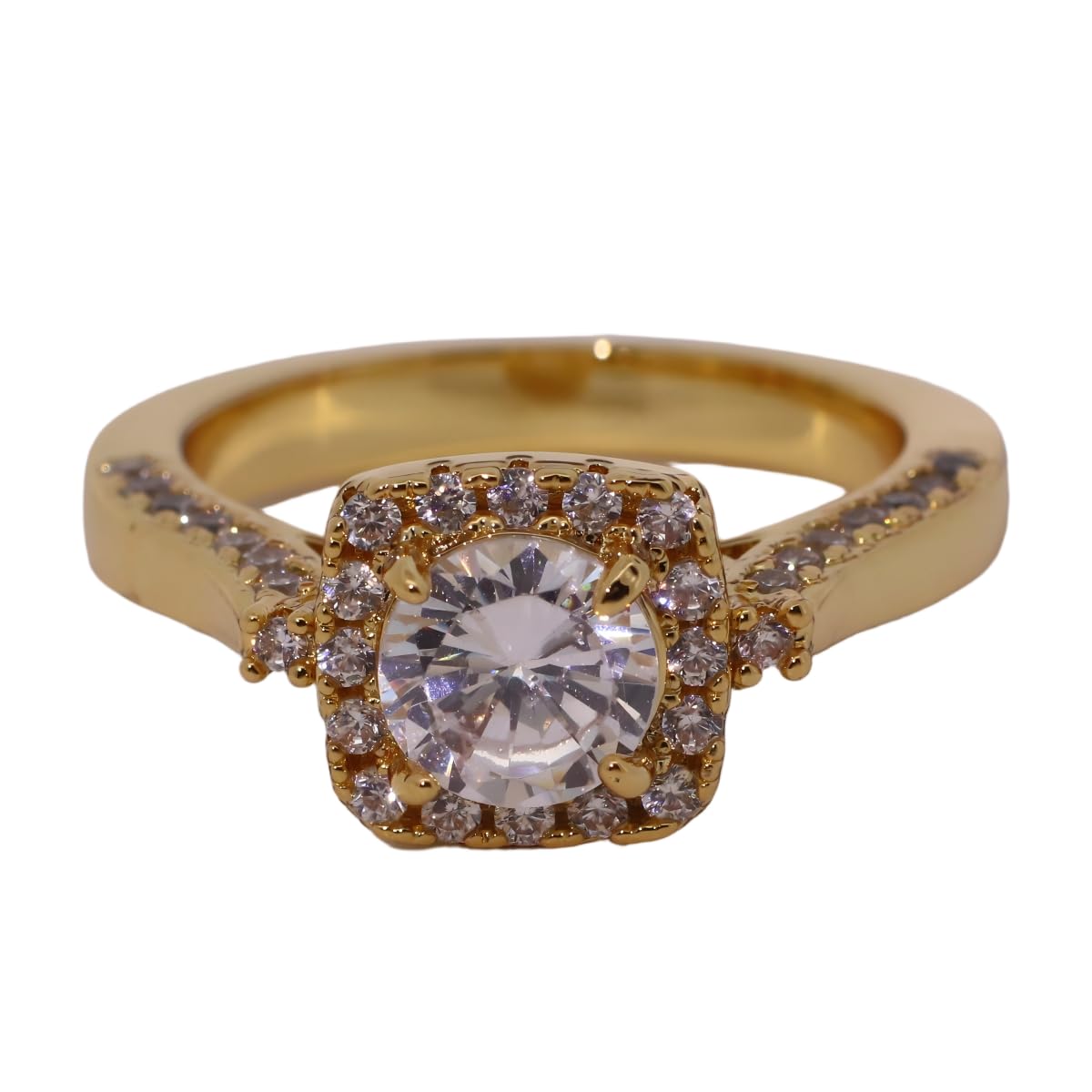 Warm Fortune Gold Plated Cubic Zirconia Band Ring, Hip Hop Street Style For Man or Women Fashion Jewelry