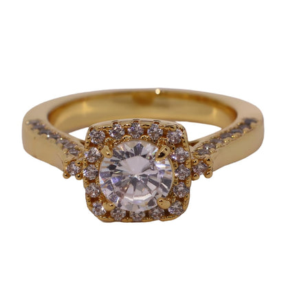 Warm Fortune Gold Plated Cubic Zirconia Band Ring, Hip Hop Street Style For Man or Women Fashion Jewelry