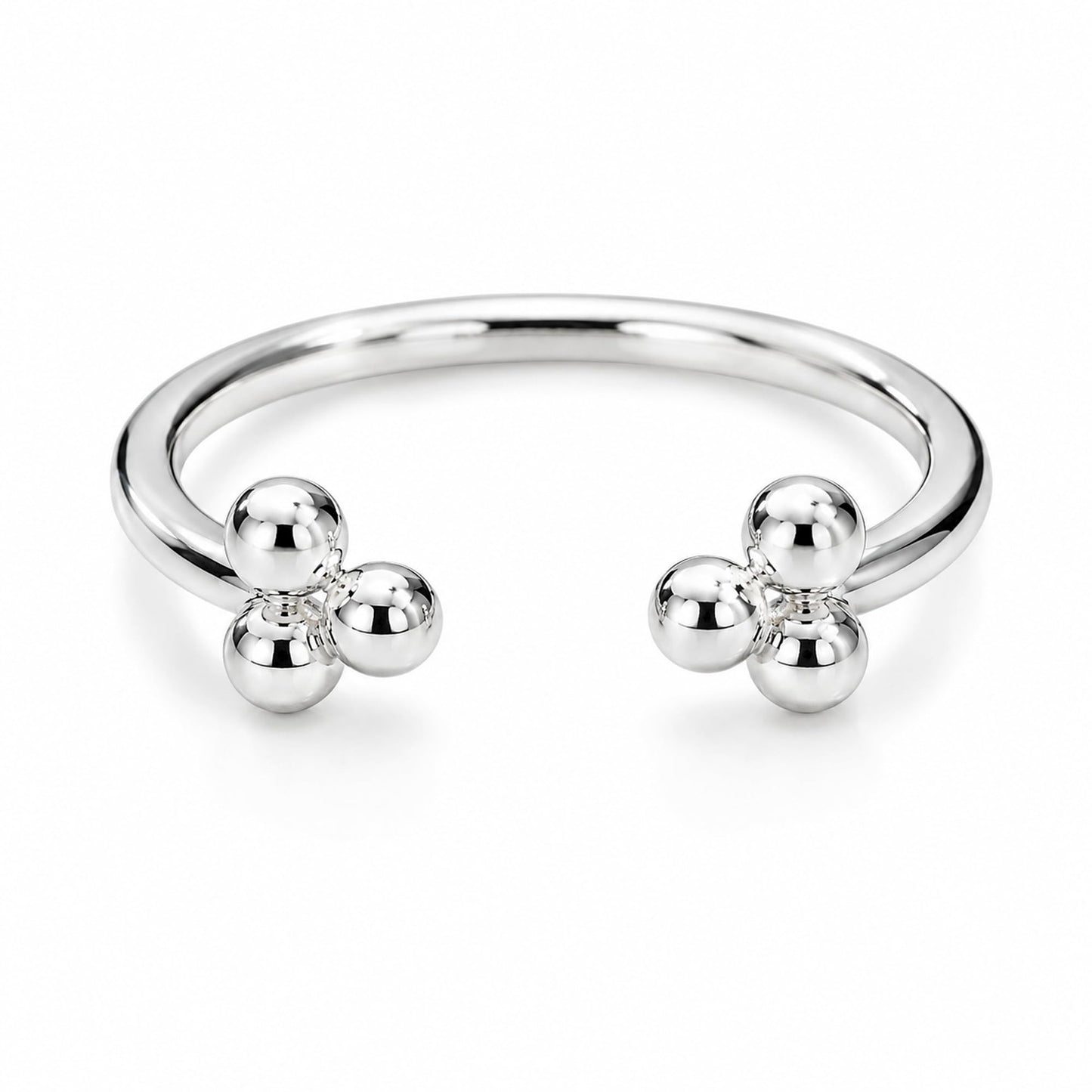 Warm Fortune Double Triple Smooth Ball Open Band Ring - 18K Gold Plated Metal Stackable Gift for Women, Daily Minimalist Fashion Accessory, Trendy Simple Wear,Adjustable