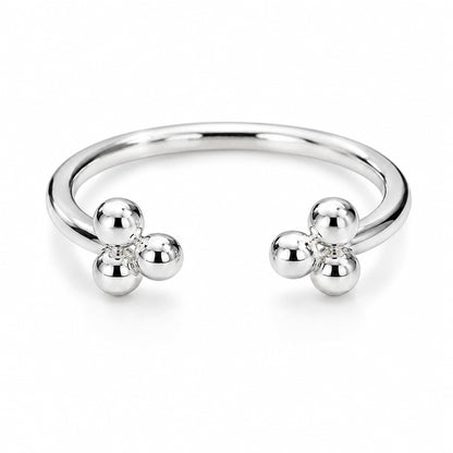 Warm Fortune Double Triple Smooth Ball Open Band Ring - 18K Gold Plated Metal Stackable Gift for Women, Daily Minimalist Fashion Accessory, Trendy Simple Wear,Adjustable