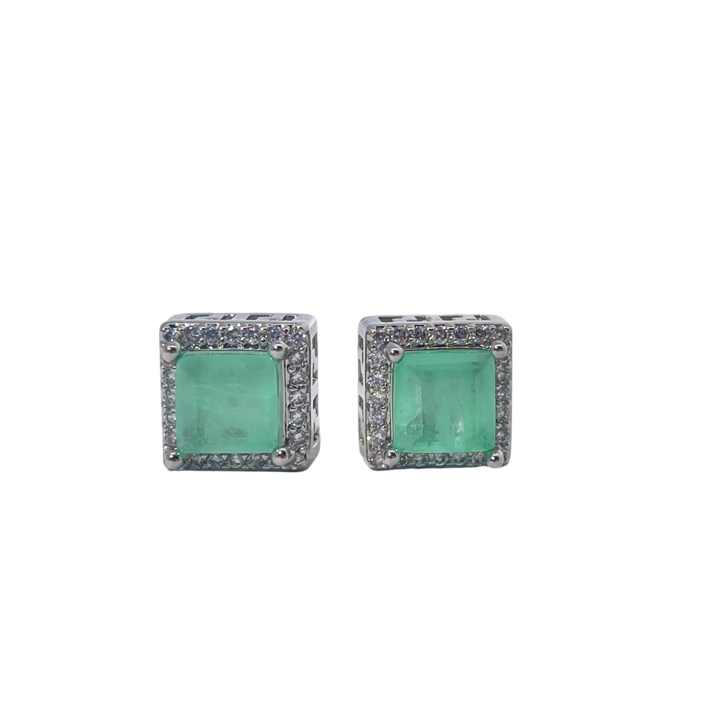 Warm Fortune 18K Gold Plated Square Cubic Zirconia Stud Earrings for Women Hypoallergenic - Valentine's Day, Mother's Day, Birthday Gift for Her