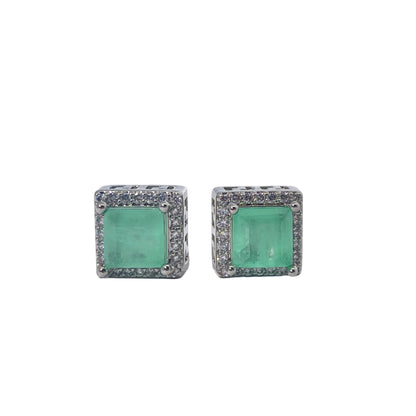 Warm Fortune 18K Gold Plated Square Cubic Zirconia Stud Earrings for Women Hypoallergenic - Valentine's Day, Mother's Day, Birthday Gift for Her