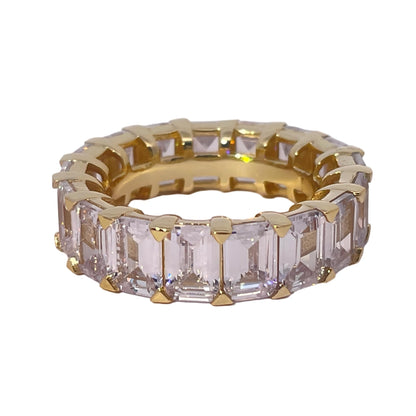 Warm Fortune Cubic Zirconia Band Style Ring for Women, 925 Sterling Silver with 18K Gold Plated Anniversary Ring, Gift for Her Promise Ring