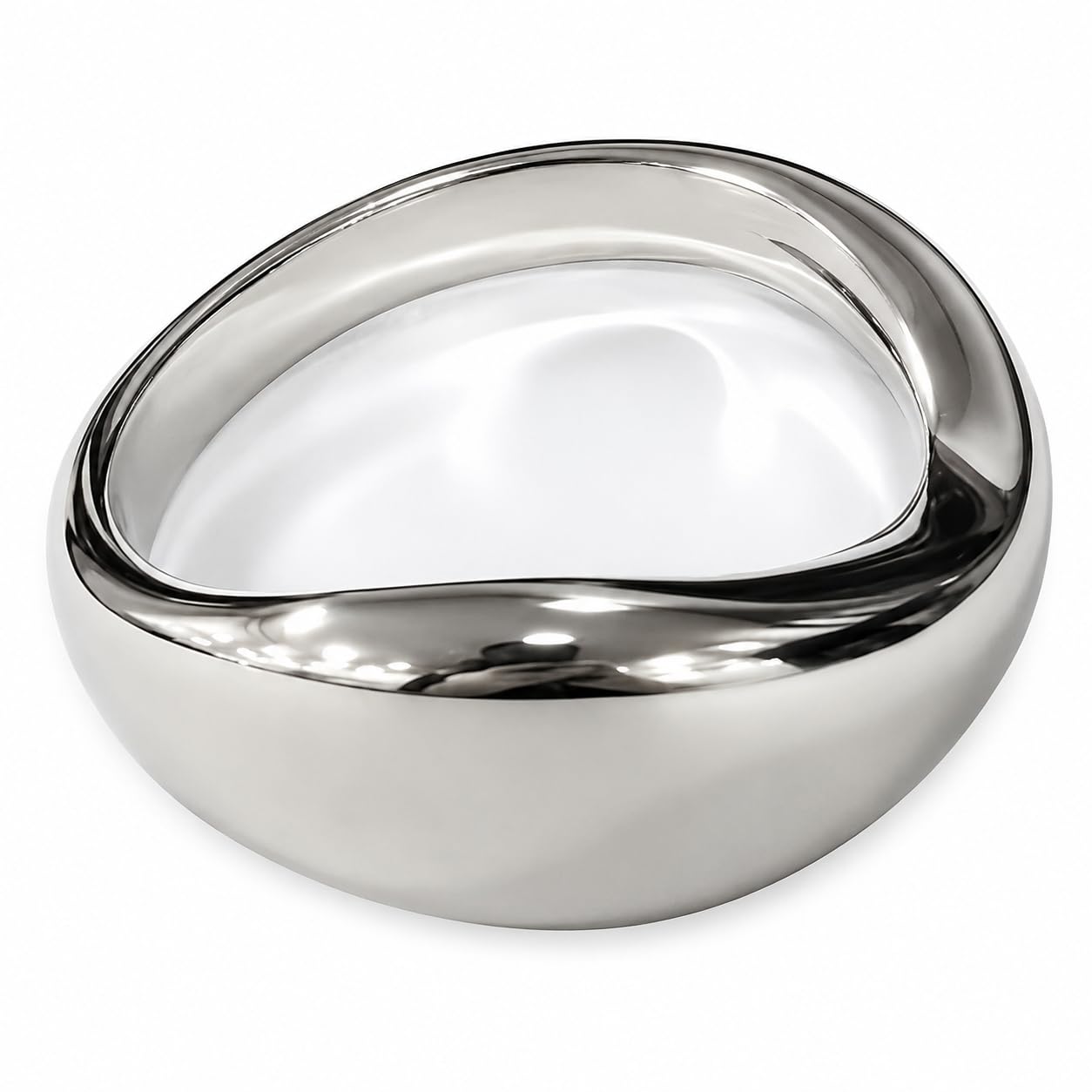 Warm Fortune 18K Gold Plated Wide Wave Smooth Plain Open Stackable Band Ring for Women, Minimalist Curved No-Stone Metal Daily Jewelry Gift, Size 7-8