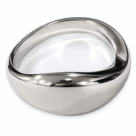 Warm Fortune 18K Gold Plated Wide Wave Smooth Plain Open Stackable Band Ring for Women, Minimalist Curved No-Stone Metal Daily Jewelry Gift, Size 7-8