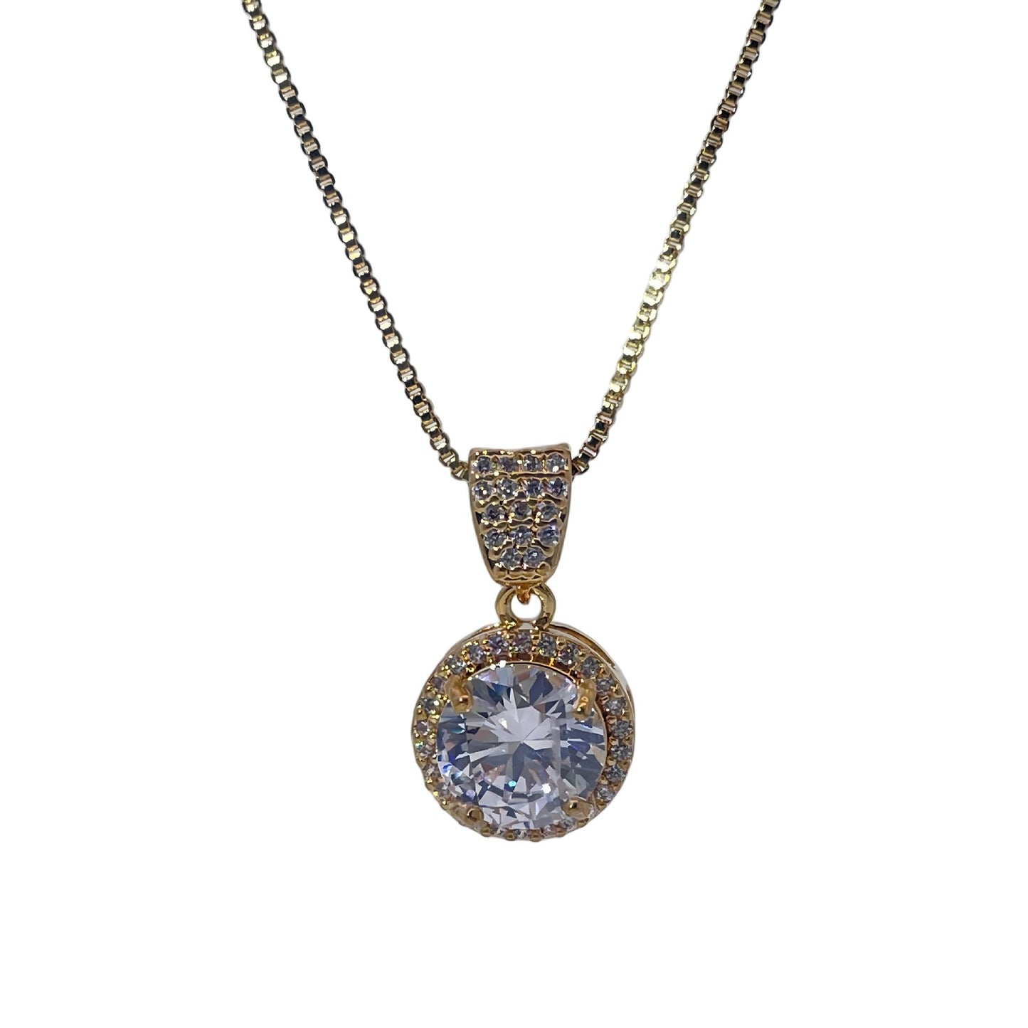 Warm Fortune Cubic Zirconia Pendant Necklace for Women,18K Gold Plated,18 inch + 2inch Chain