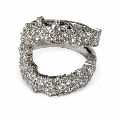Warm Fortune 18K White Gold Plated Round CZ Open Wrap Statement Ring