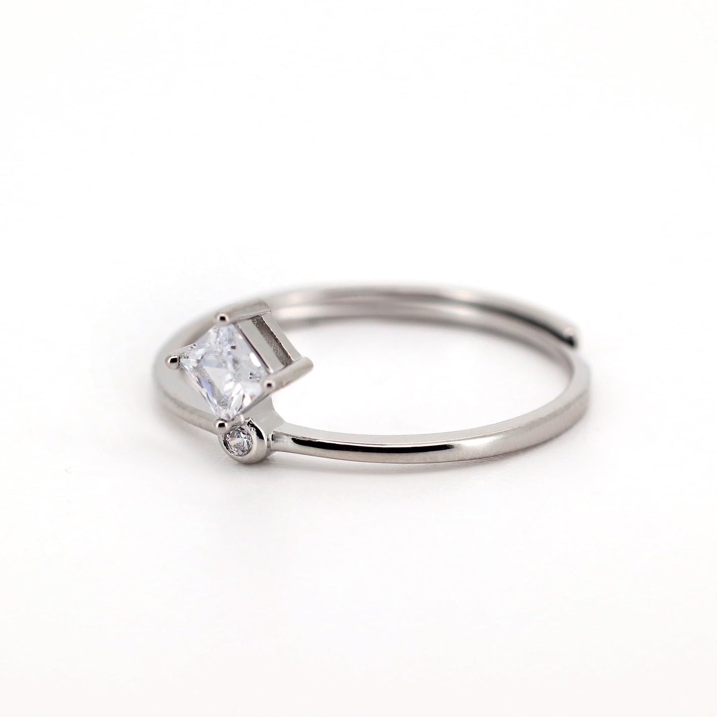 Warm Fortune Princess Cut Cubic Zirconia Open Ring for Women,18K Gold Plated Thin Adjustable Band Casual Stackable Jewelry