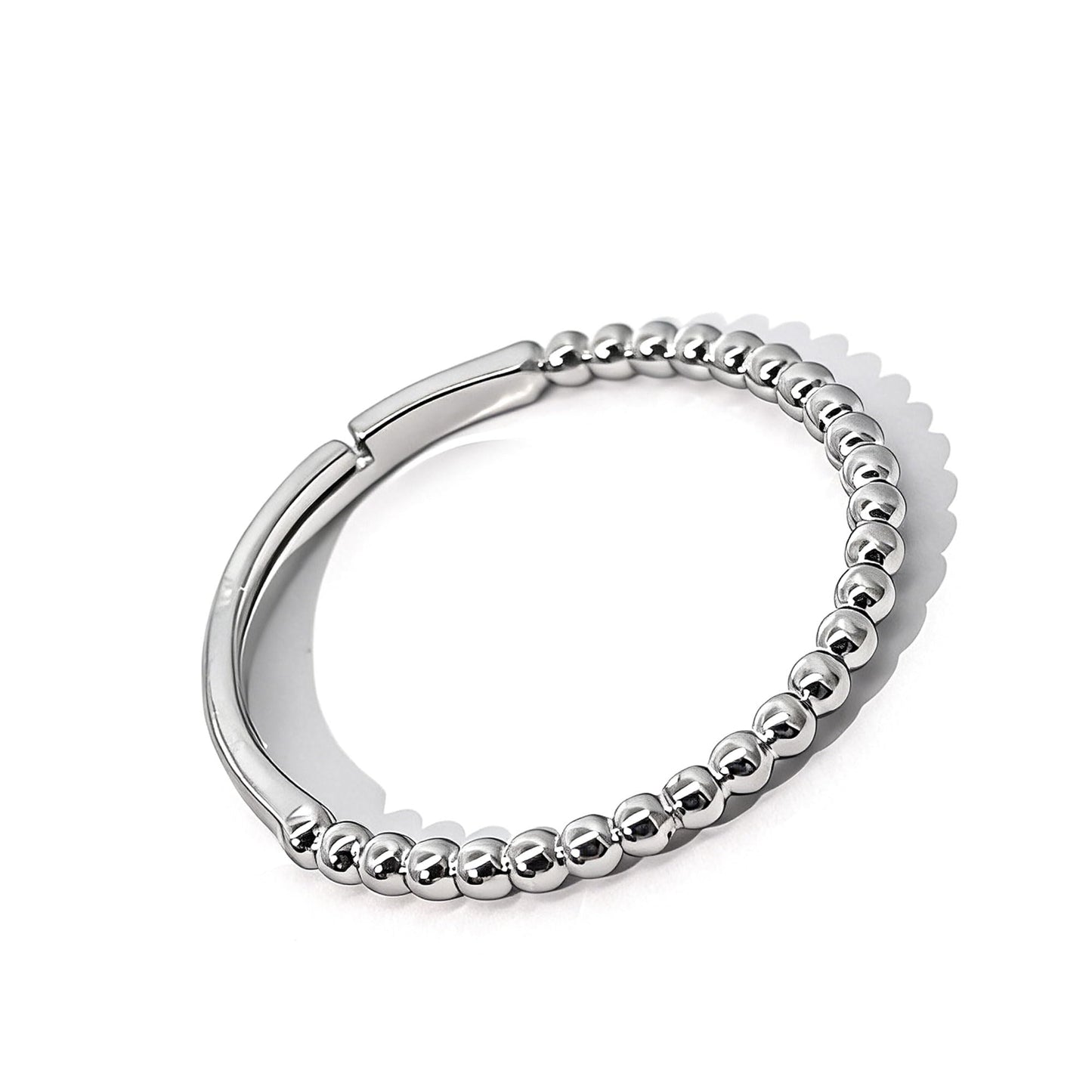 Warm Fortune Asymmetrical Beaded Band Ring - 18K Gold Plated Stackable Gift for Women, Daily Fashion Wear & Casual Accessory, Trendy Street Wear, Adjustable