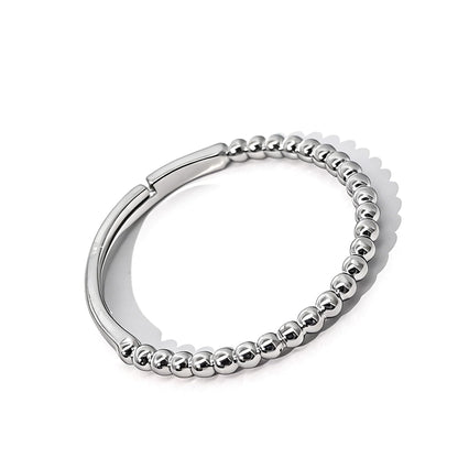 Warm Fortune Asymmetrical Beaded Band Ring - 18K Gold Plated Stackable Gift for Women, Daily Fashion Wear & Casual Accessory, Trendy Street Wear, Adjustable
