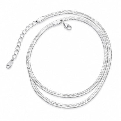 Warm Fortune 18K White Gold Plated Flat Snake Chain Necklace