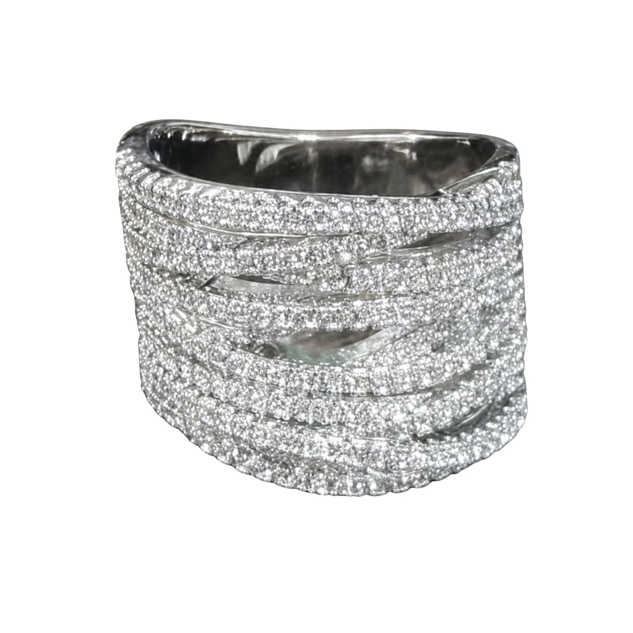 Warm Fortune Wide Pave Promise Ring for Her - 18K Gold Plated Cubic Zirconia, Stackable Gift Valentine's Day, Fashion & Daily Elegant Wear, Size 7-8