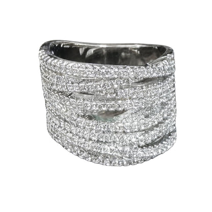 Warm Fortune Wide Pave Promise Ring for Her - 18K Gold Plated Cubic Zirconia, Stackable Gift Valentine's Day, Fashion & Daily Elegant Wear, Size 7-8