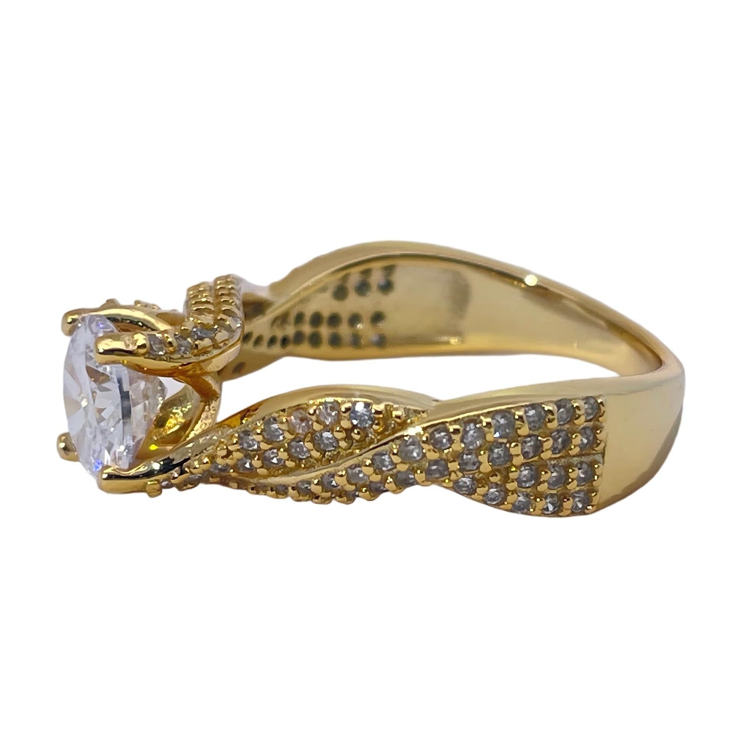 Warm Fortune Cubic Zirconia Engagement Ring for Women, 925 Sterling Silver with 18K Gold Plated Anniversary Ring, Gift for Her Promise Ring