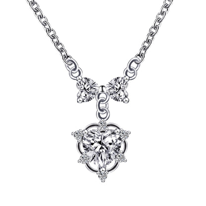 Warm Fortune Moissanite Pendant Necklace for Women, 0.5/1.0 ct DE VVS, 18K White Gold Plated Sterling Silver, 16 inch + 2inch Chain