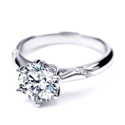 Warm Fortune Moissanite Engagement Ring for Women, 0.5/1.0/2.0ct DE VVS Lab Created,925 Sterling Silver with 18K White Gold Plated Anniversary Ring, Gift for Her Promise Ring, Size 6.5