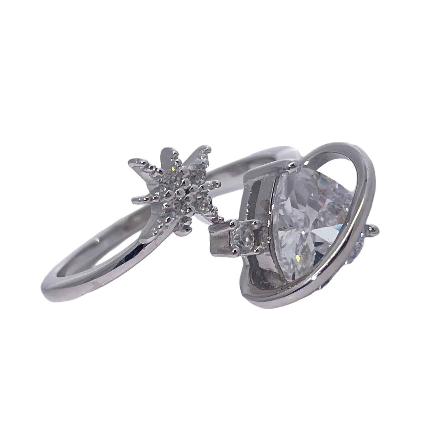 Warm Fortune Cubic Zirconia Engagement Ring for Women, 925 Sterling Silver with 18K White Gold Plated Anniversary Ring, Gift for Her Promise Ring,Adjustable