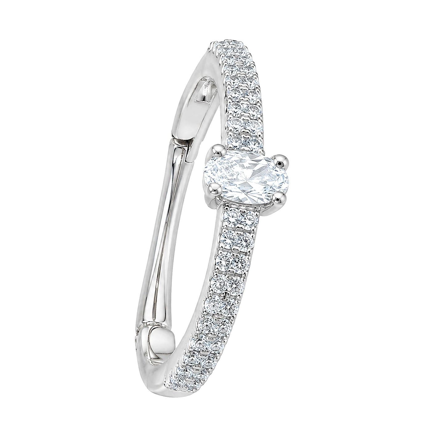 Warm Fortune Oval Cut Pave Adjustable Engagement Ring for Women - 18K Gold Plated Cubic Zirconia, Wedding Proposal Gift, Romantic Promise, Adjustable