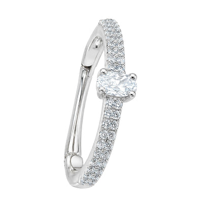 Warm Fortune Oval Cut Pave Adjustable Engagement Ring for Women - 18K Gold Plated Cubic Zirconia, Wedding Proposal Gift, Romantic Promise, Adjustable