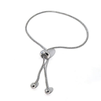 Warm Fortune Adjustable Bolo Bracelet for Women, White Gold Plated, 9 Inch, Sliding Snake Chain Design