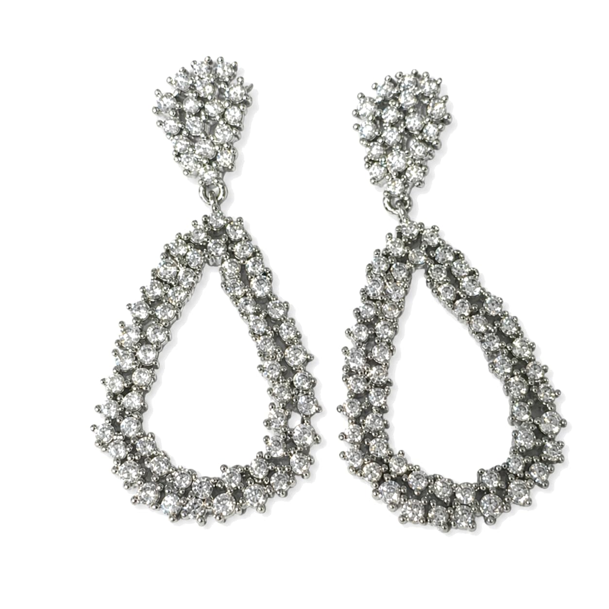Warm Fortune 18K Gold Plated Teardrop Pave Cubic Zirconia Drop Earrings for Women Hypoallergenic - Valentine's Day, Mother's Day, Birthday Gift for Her
