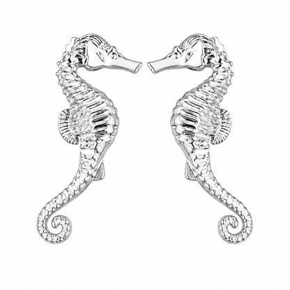 Warm Fortune 18K Gold Plated 3D Textured Seahorse Sculpture Stud Earrings for Adult Women Hypoallergenic - Valentine's Day, Mother's Day, Birthday Gift for Her