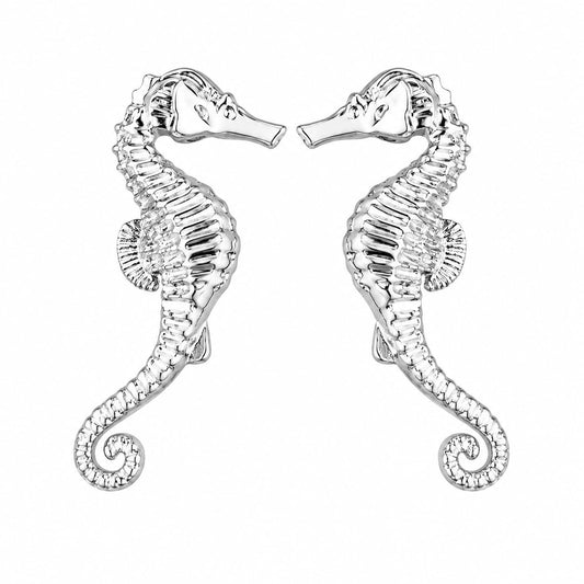 Warm Fortune 18K Gold Plated 3D Textured Seahorse Sculpture Stud Earrings for Adult Women Hypoallergenic - Valentine's Day, Mother's Day, Birthday Gift for Her