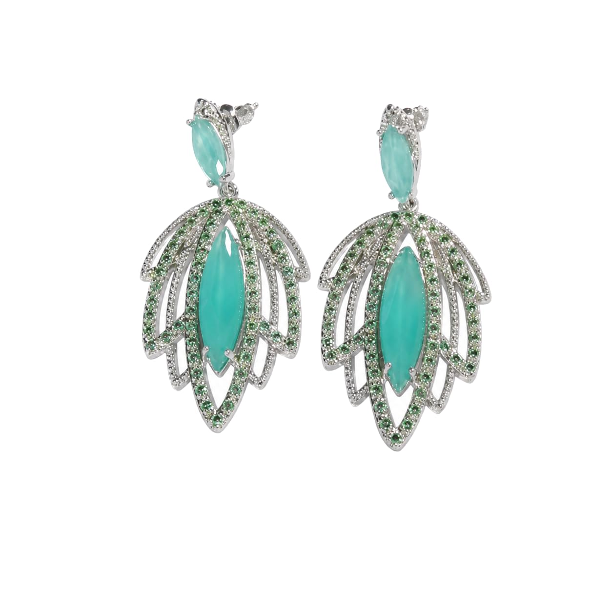 Warm Fortune 18K Gold Plated Leaf Cubic Zirconia Drop Earrings for Women Hypoallergenic - Valentine's Day, Mother's Day, Birthday Gift for Her