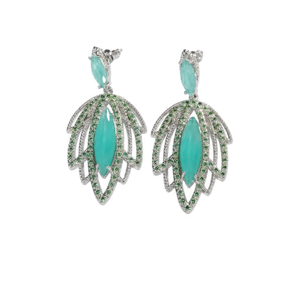 Warm Fortune 18K Gold Plated Leaf Cubic Zirconia Drop Earrings for Women Hypoallergenic - Valentine's Day, Mother's Day, Birthday Gift for Her