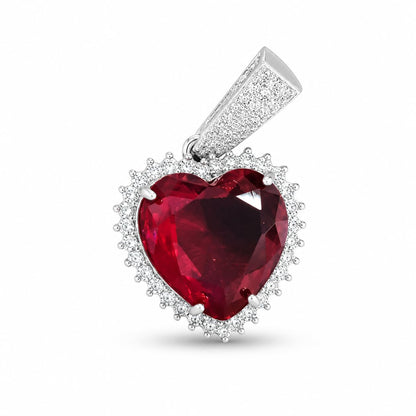 Warm Fortune 18K White Gold Plated Heart CZ Halo Pendant Necklace