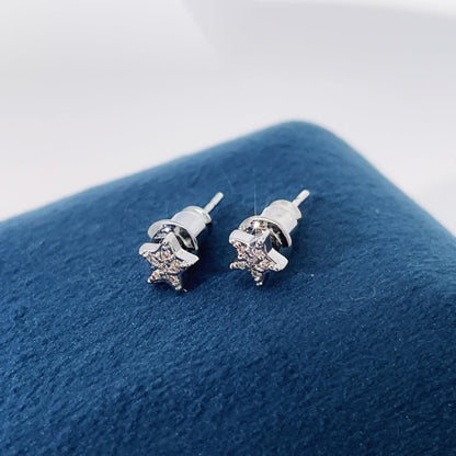 Warm Fortune 18K Gold Plated Star Cubic Zirconia Stud Earrings for Women Hypoallergenic - Valentine's Day, Mother's Day, Birthday Gift for Her