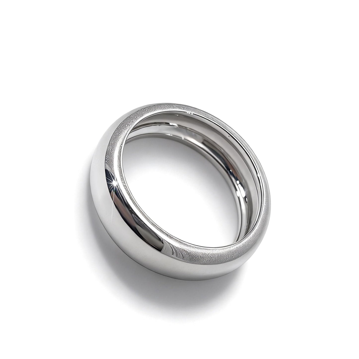 Warm Fortune Classic Domed Band Ring for Men & Women, 18K Gold Plated Plain Wedding Band, Dainty Stackable Comfort Fit Statement Jewelry，Size 4-7