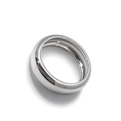 Warm Fortune Classic Domed Band Ring for Men & Women, 18K Gold Plated Plain Wedding Band, Dainty Stackable Comfort Fit Statement Jewelry，Size 4-7