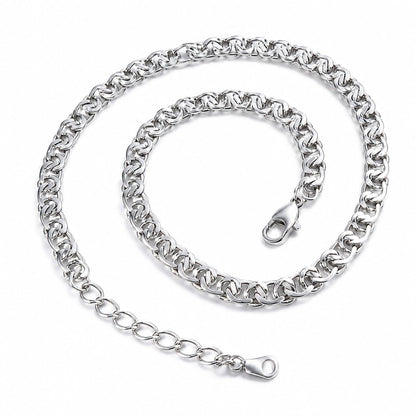 Warm Fortune 18K White Gold Plated Interlocking Curb Chain Necklace