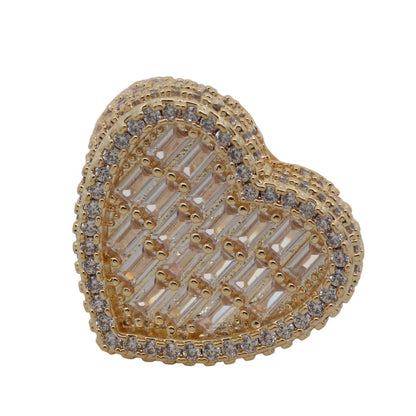 Warm Fortune Gold Plated Cubic Zirconia Band Ring, Hip Hop Street Style For Man or Women Fashion Jewelry