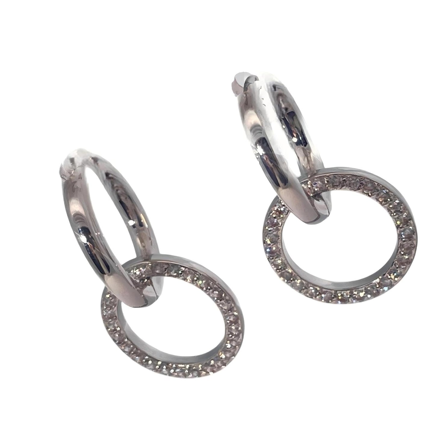 Warm Fortune 18K Gold Plated Round Shape Cubic Zirconia Drop Earrings for Women Hypoallergenic - Valentine's Day, Mother's Day, Birthday Gift for Her