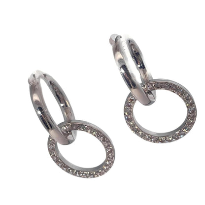 Warm Fortune 18K Gold Plated Round Shape Cubic Zirconia Drop Earrings for Women Hypoallergenic - Valentine's Day, Mother's Day, Birthday Gift for Her