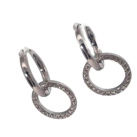 Warm Fortune 18K Gold Plated Round Shape Cubic Zirconia Drop Earrings for Women Hypoallergenic - Valentine's Day, Mother's Day, Birthday Gift for Her