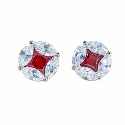 Warm Fortune 18K White Gold Plated Cushion Cut CZ Stud Earrings