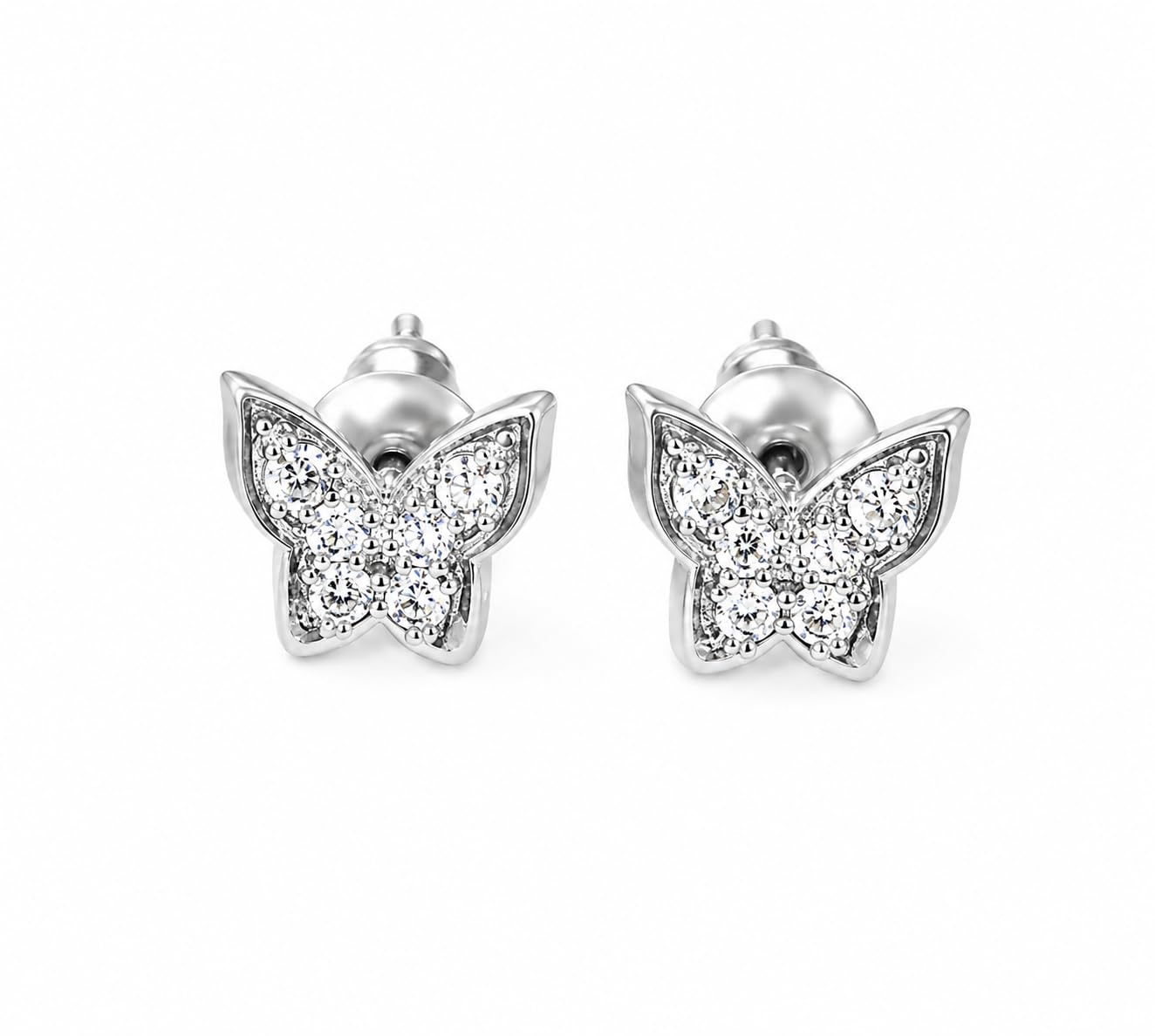 Warm Fortune 18K Gold Plated Butterfly Cubic Zirconia Stud Earrings for Women Hypoallergenic - Valentine's Day, Mother's Day, Birthday Gift for Her