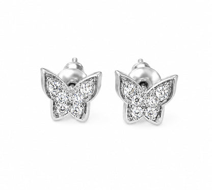 Warm Fortune 18K Gold Plated Butterfly Cubic Zirconia Stud Earrings for Women Hypoallergenic - Valentine's Day, Mother's Day, Birthday Gift for Her